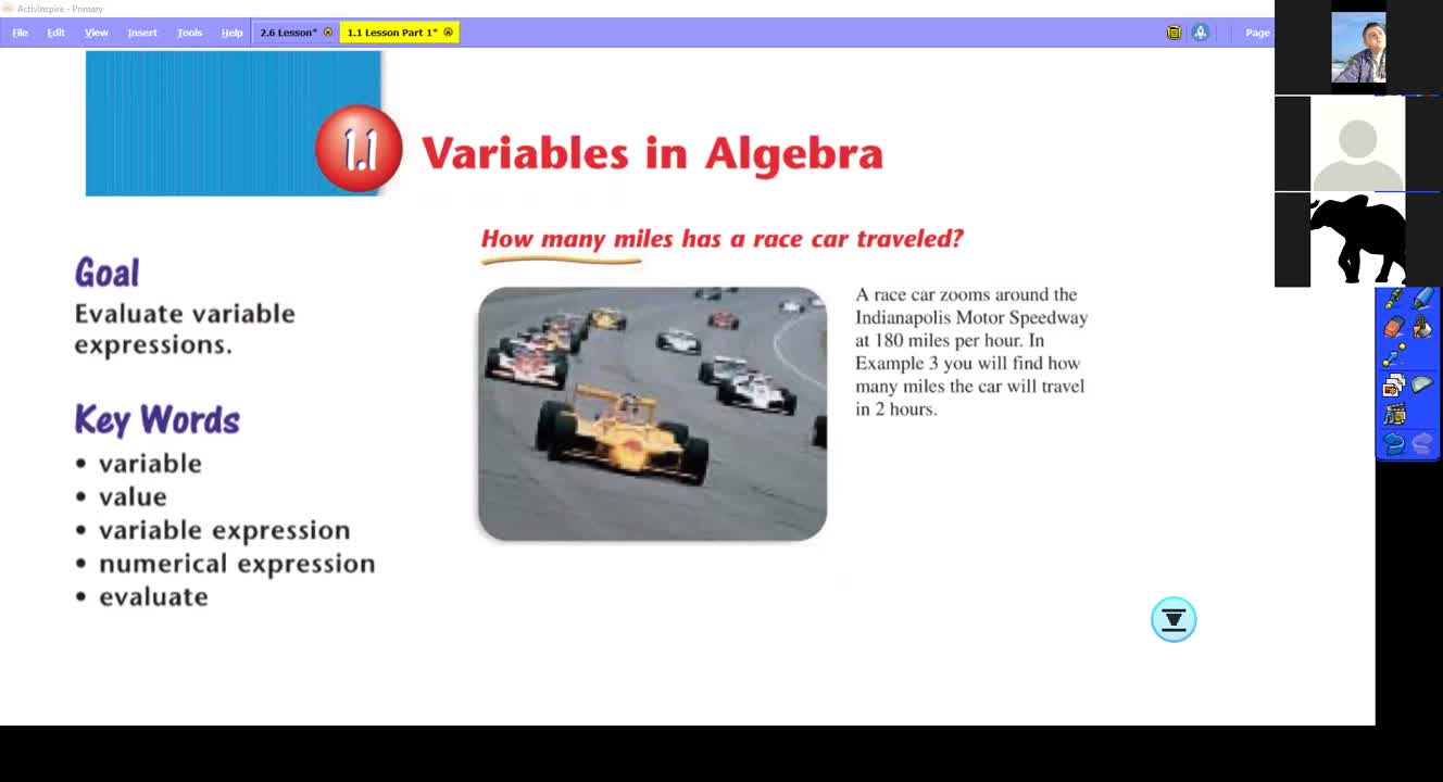 1.1 Variables in Algebra Lesson