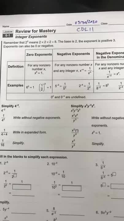 CDL Day 11 Integer Exponents