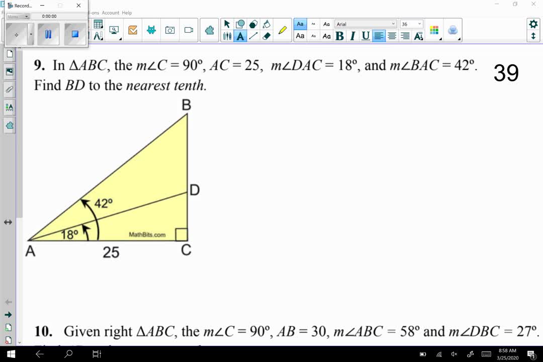 More Trig Applications: Double Right Triangles