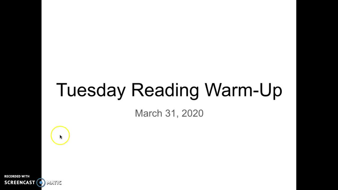 Tues 3/31 Reading Warm Up OA