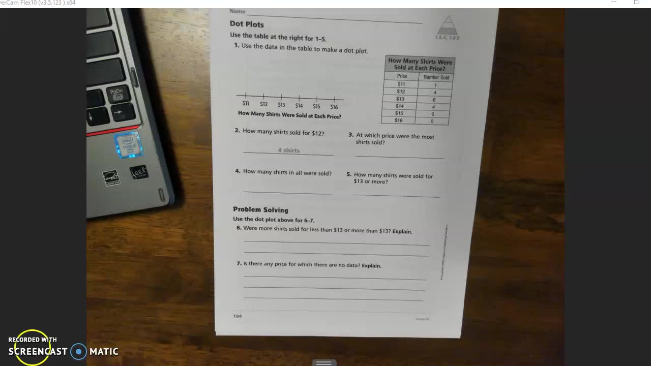 Dot Plots Lesson 3-30-2020