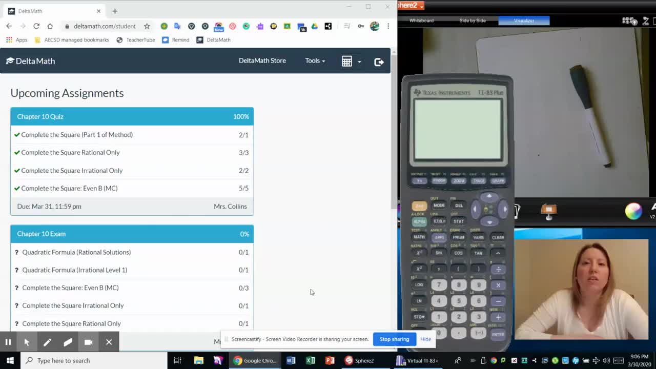 A1 Ch 10 Exam Delta Math