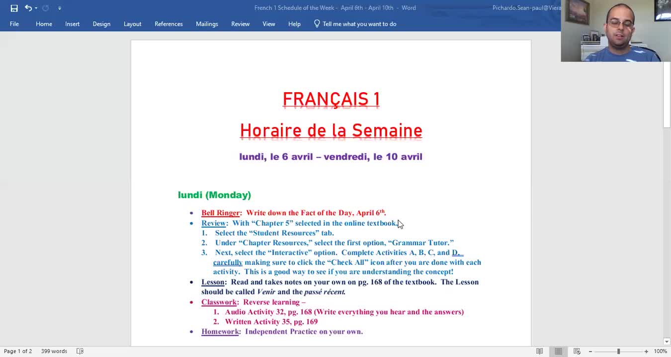 French I April 6th Review