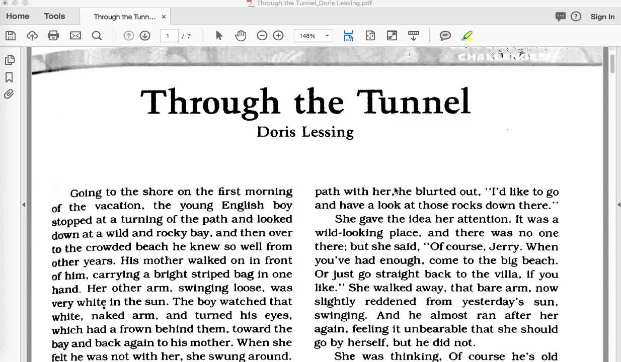 Through the Tunnel by Doris Lessing