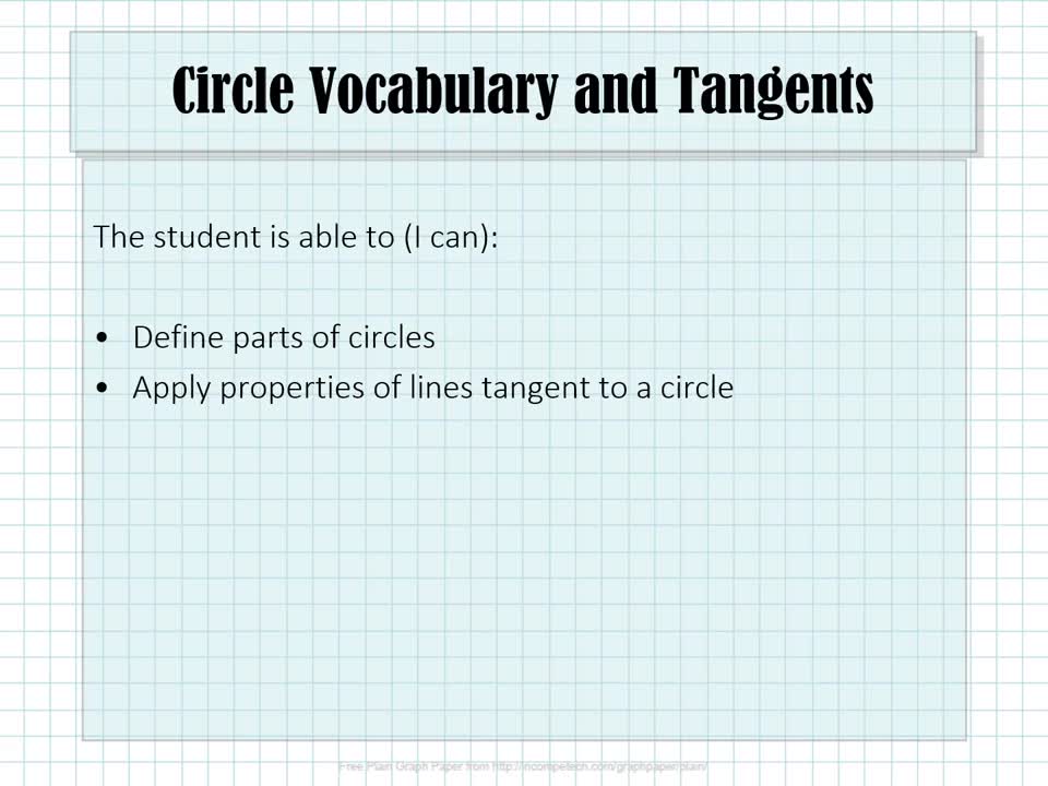 10.1 Circle Vocabulary and Tangents (with Narration)