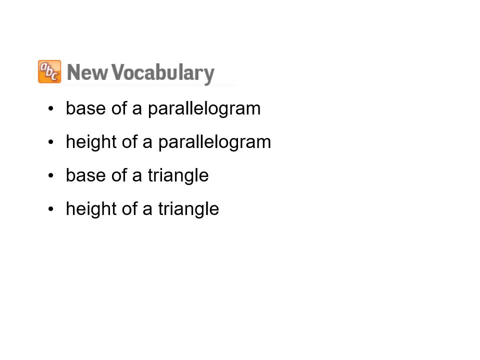 Geoemtry-  Area of Parallelograms and Triangles