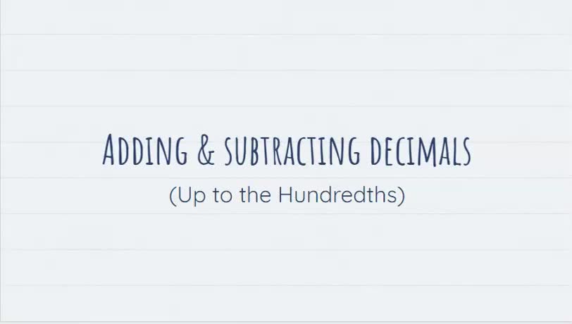 Adding & Subtracting Decimals to the Hundredths Using Models