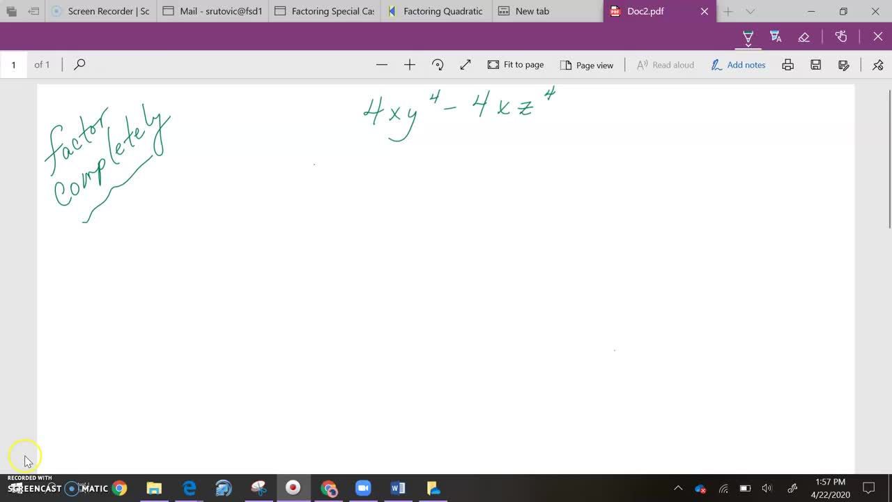 Difference of Squares Factoring (Multi-step)