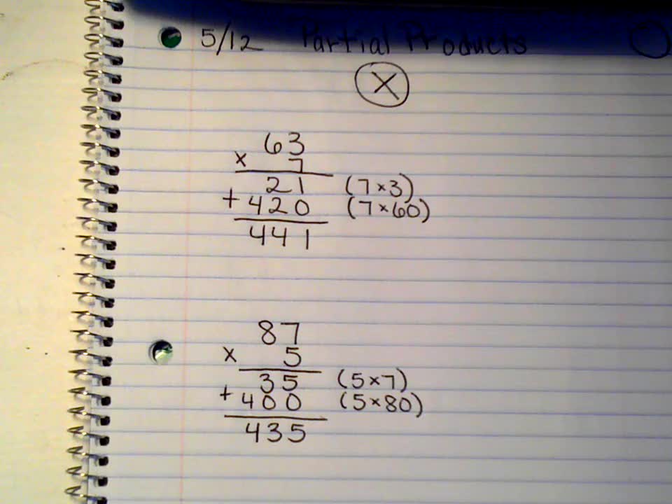 5/12/20 Video 2: Partial Products