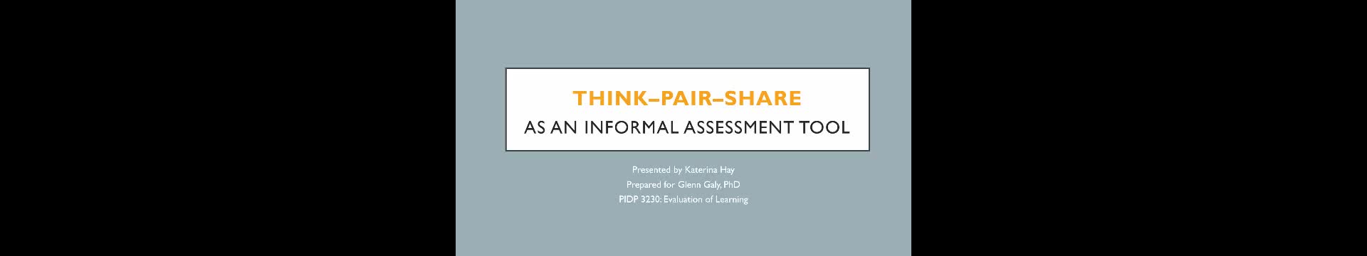 Think-Pair-Share as an Assessment Tool