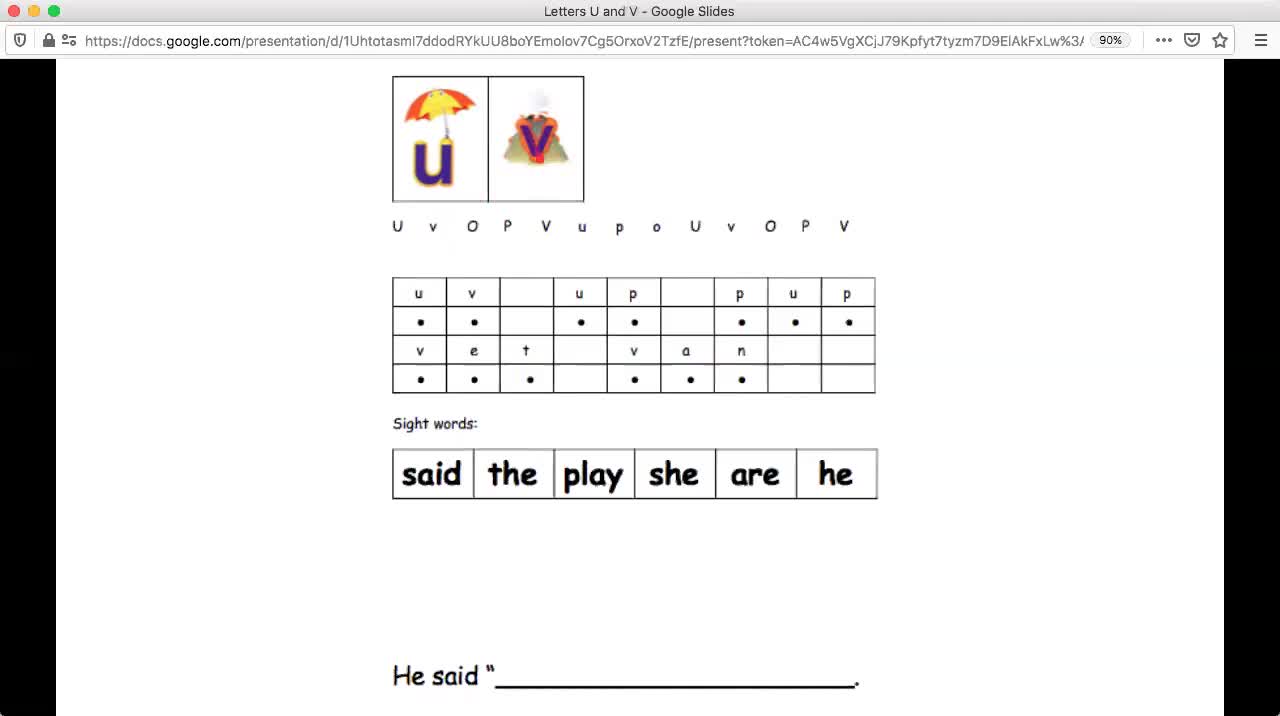 Review Letters U and V