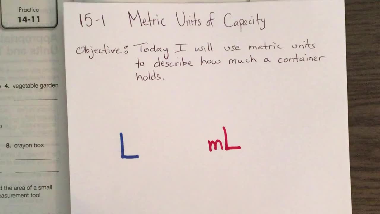 Math Lesson - Metric Units of Capacity