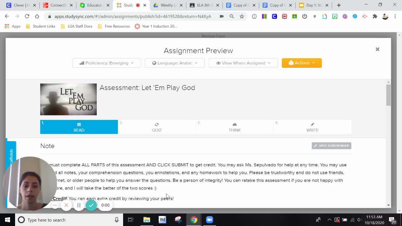 Week 9: Assessment LEPG Video Directions (C)