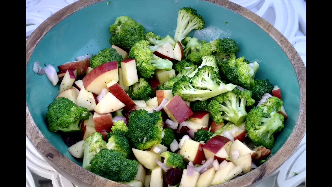Salads:  Broccoli Salad with Apples and Walnut | Apple Broccoli Salad Recipe | Home Garden Recipes