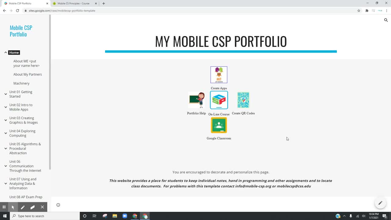 Mobile CSP Lesson 1.3 Google Portfolio Setup