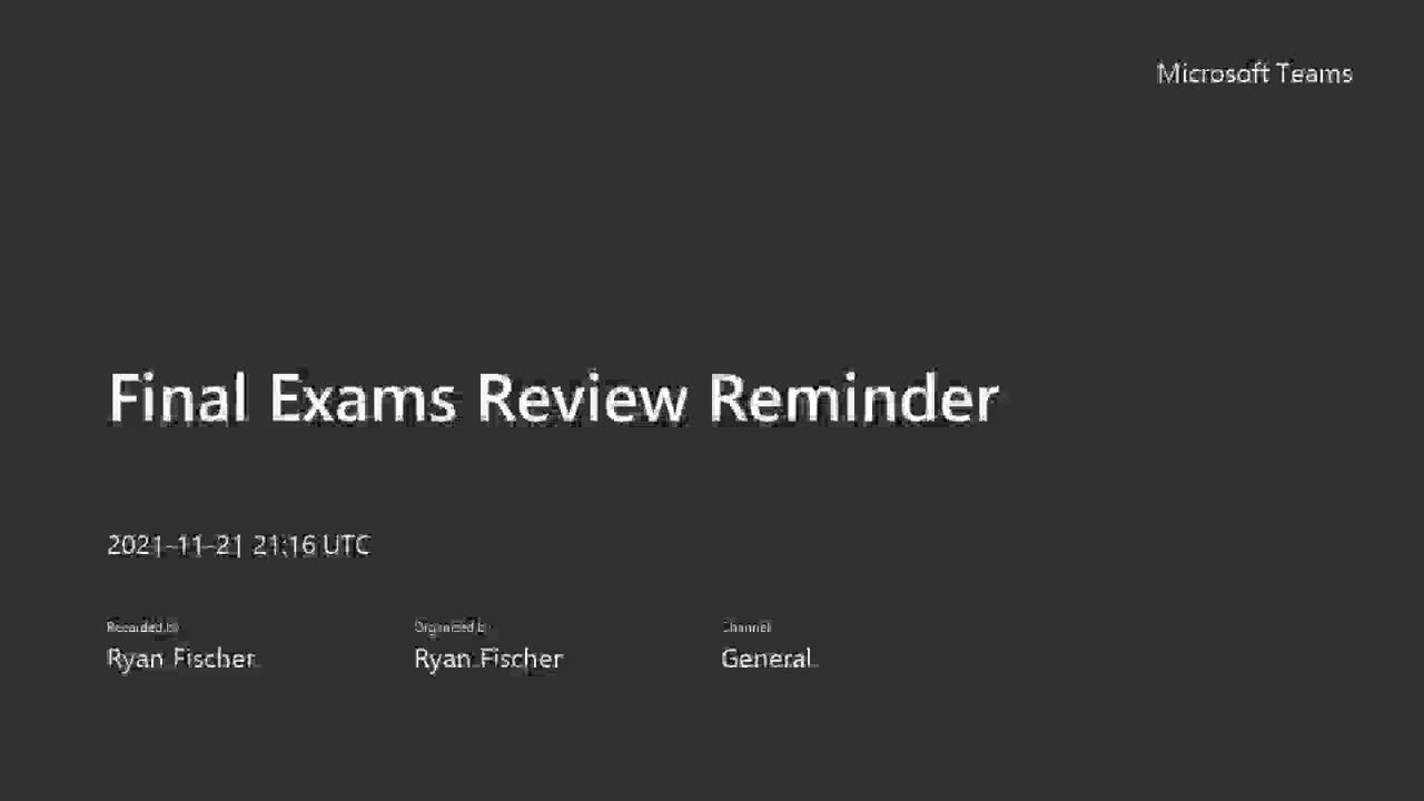 Review Reminder for Finals