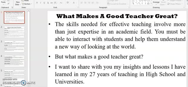 What Makes good teachers great?