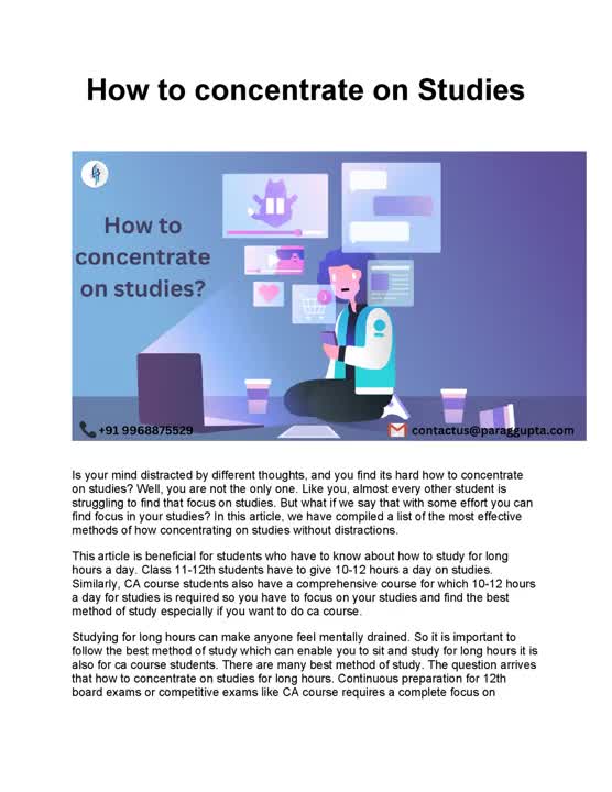 How to concentrate on Studies