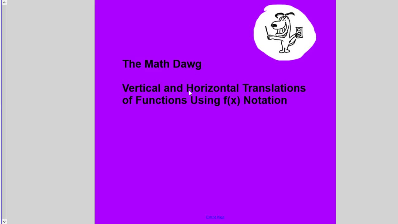 Horizontal and Vertical Translations of Functions Using f(x) Notation