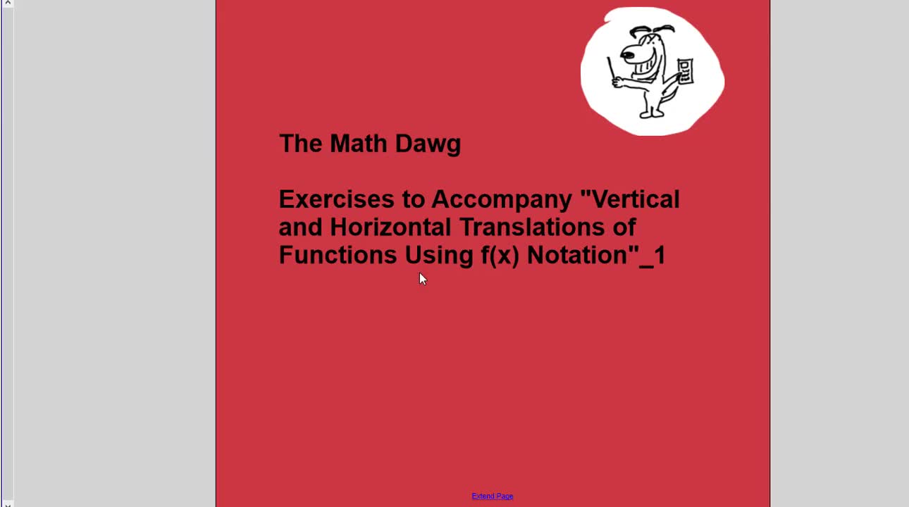Exercises to" Accompany Horizontal and Vertical Translations of Functions Using f(x) Notation"_1