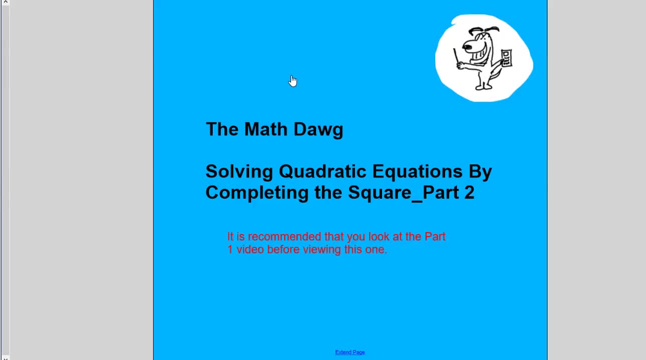 Solving Quadratic Equations By Completing the Square_Part 2