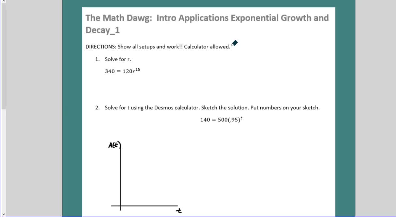 Exercises Applications of Exponential Growth and Decay_1