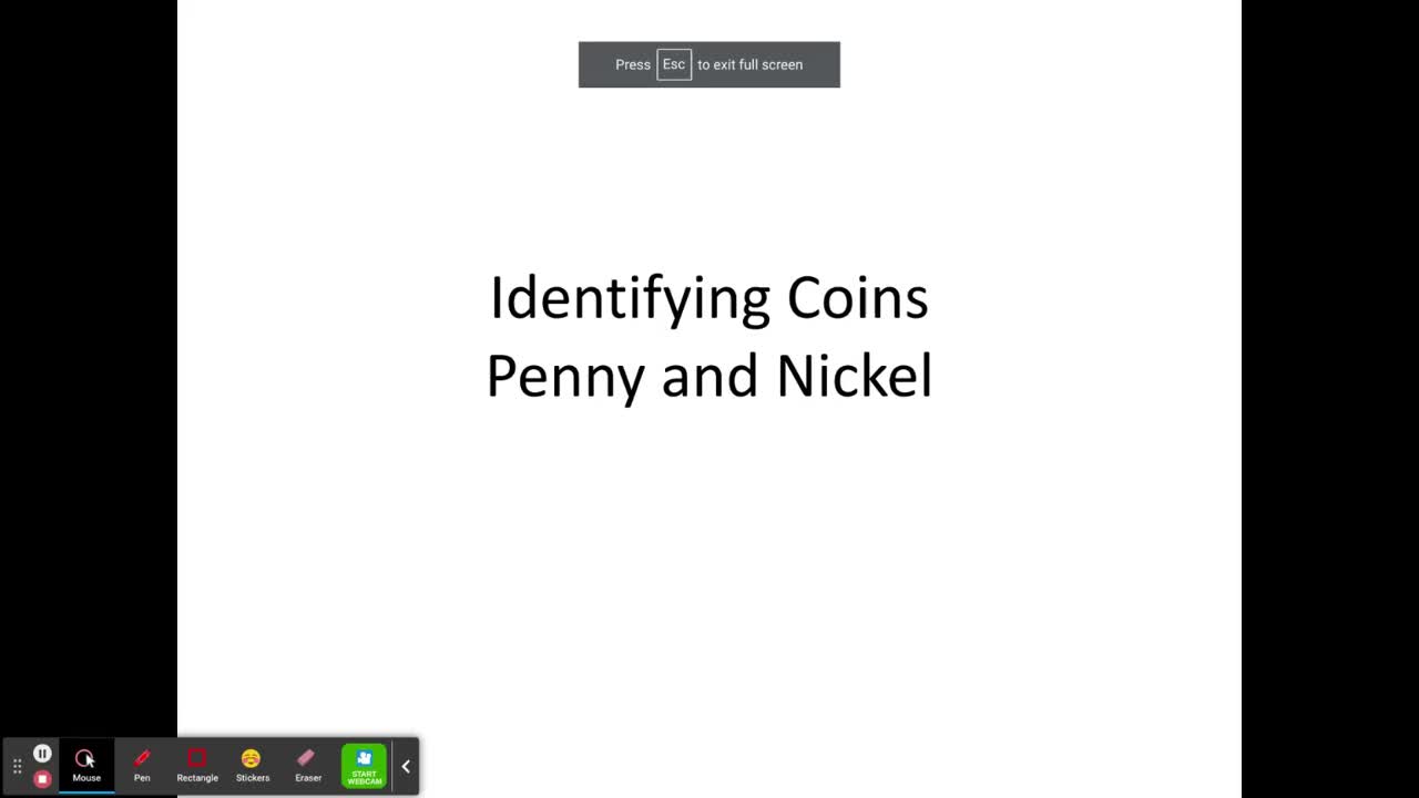 Identify Coins - Penny and Nickel